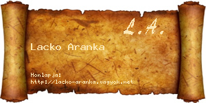 Lacko Aranka névjegykártya